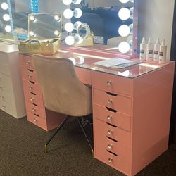 Makeup Pink Vanity Desk And Mirror 💐New 💐 $40 Down  Payment Finance 