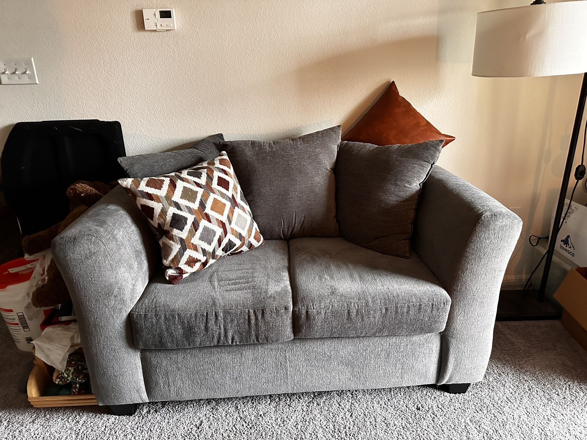 Gray Fabric Loveseat