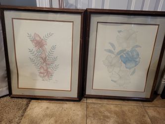 Framed art, Rhodendrons and Floral Fashion II, approx 22x28" set of 2. $25 for 2