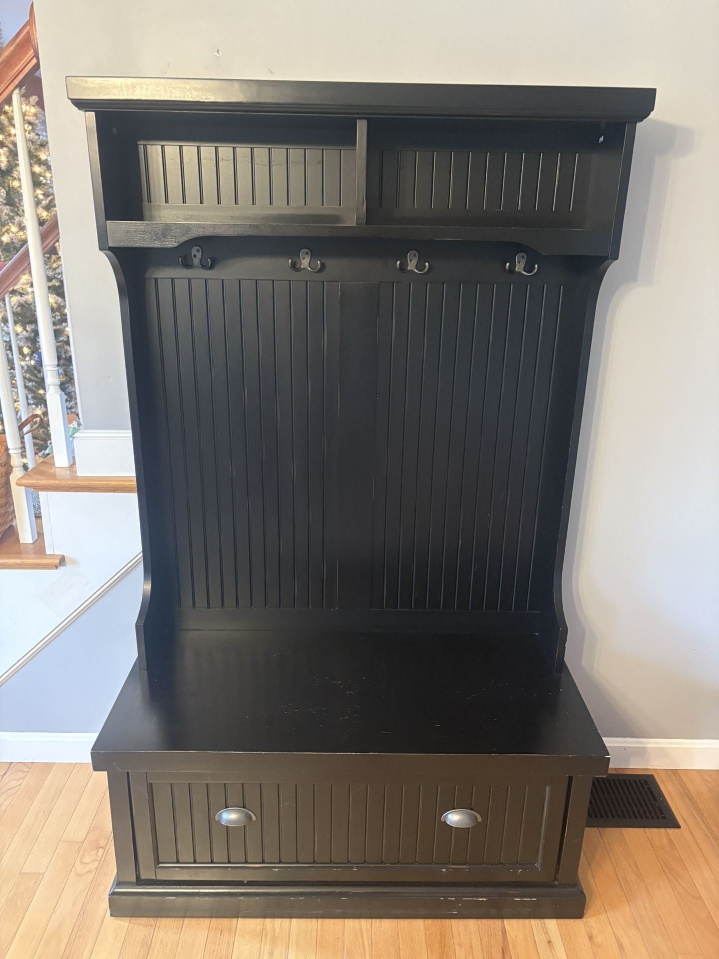 Hall storage cabinet with bench