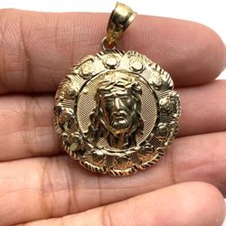 10K Gold Jesus Christ/Guadalupe Charm Pendant