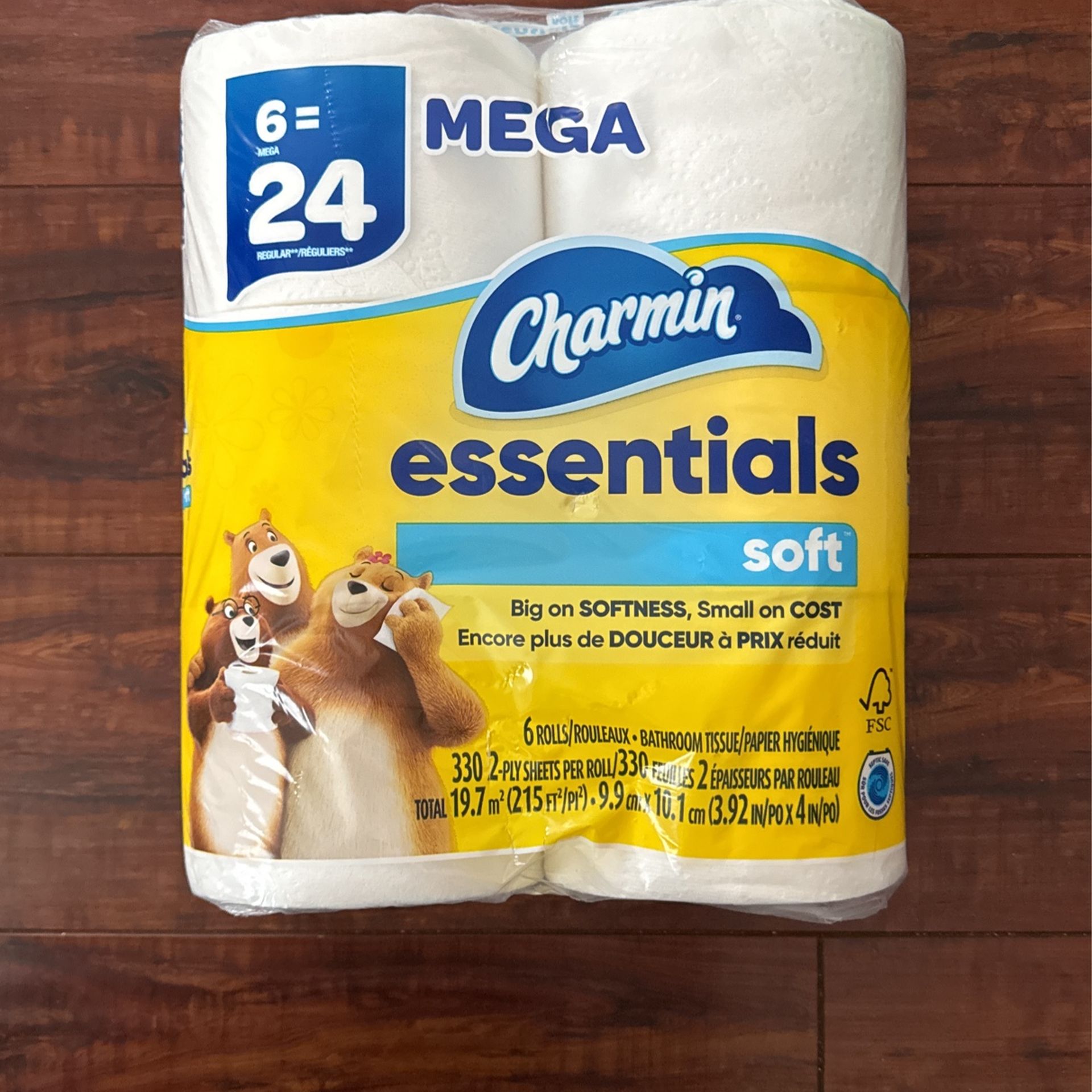 Charmin Essentials SOFT  Toilet Paper: 6 MEGA Rolls=24 Regular Rolls