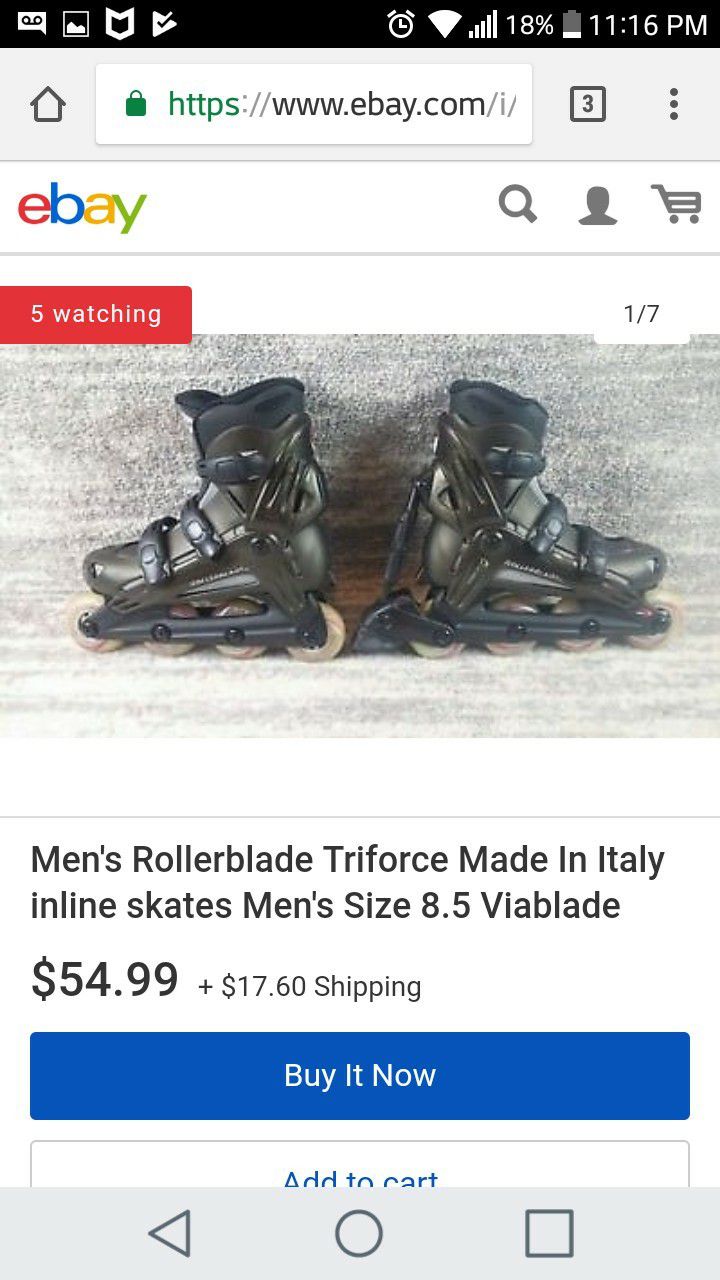 Men's Rollerblade Triforce Made In Italy inline skates Men's Size 7 Viablade