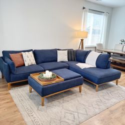 MCM Sectional Couch With Storage Ottoman 