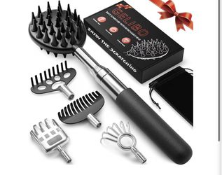 Telescoping Back Scratcher with 5 Detachable Heads