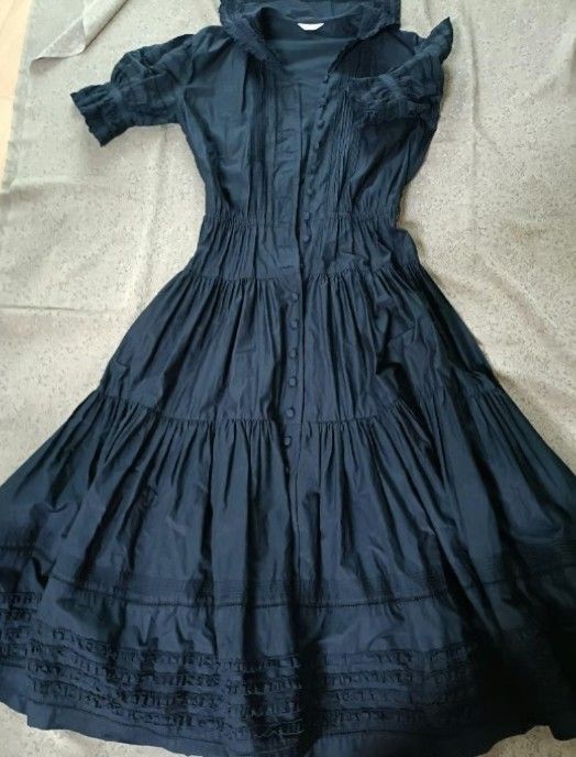 Ingerborg Black Sailor Collar Dress, No Shoulder Pads