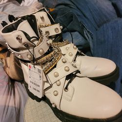 Zara white punker boots