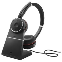 Jabra Evolve 75 SE Stereo Wireless Headset - Bluetooth Headset with Noise-Cancelling Mic, Active Noise Cancellation and Charging Stand