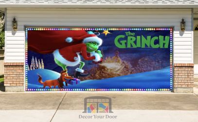 The Grinch Garage Door Cover Christmas With Led Lights
