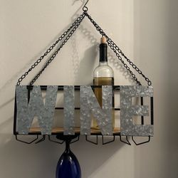 Wine Rack - Metal & Wood Hanging Or Wall Mounted 🍷