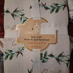 Christmas Table Cloth Water And Spill Resistant  New
