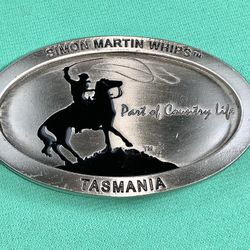 Rodeo Horse Bucking Simon Martin Whips Brand Belt Buckle Tasmania, Australia
