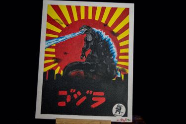 Acrylic godzilla painting