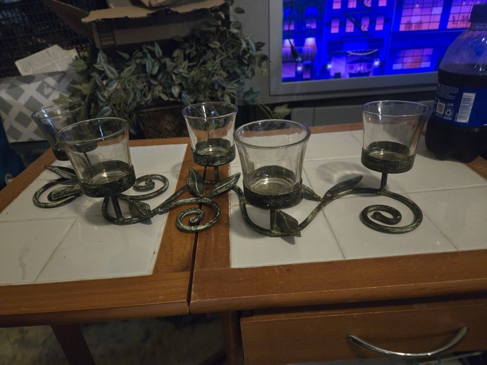 Metal And Glass Candle Holder
