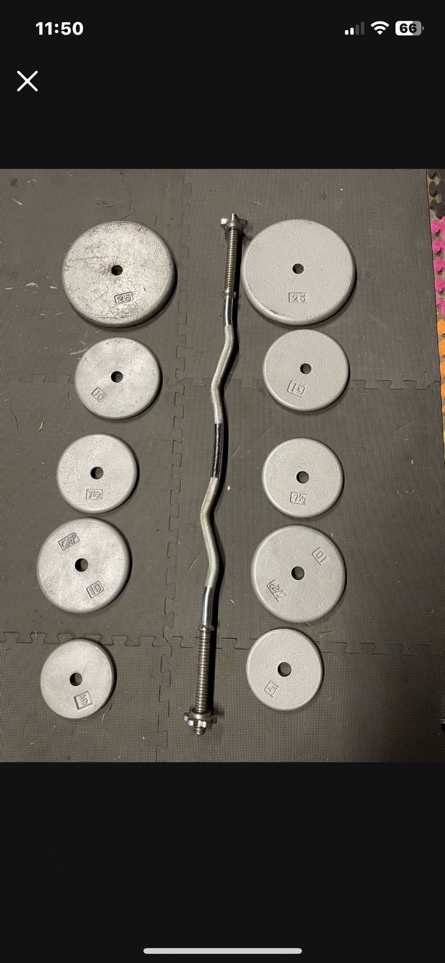 Weight Plates / Curl Bar 90 Dollars