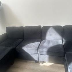 Black Velvet Sectional Sofa
