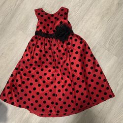 Special occasion Red dress with black polka dots