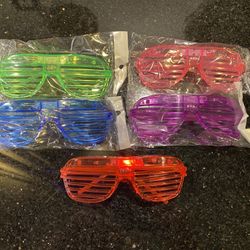 5 Flashing LED Shutter Glasses Light Up Slotted Rave Party Glow Shades 