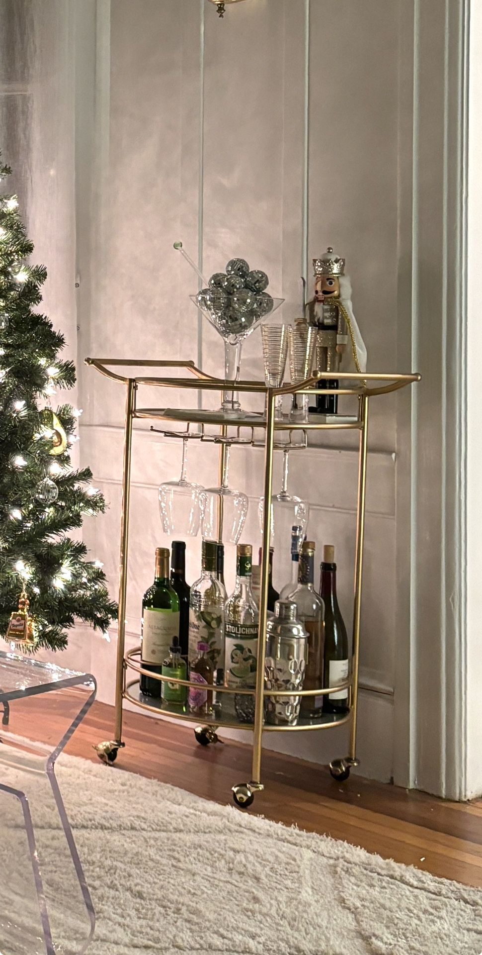 Gold & Mirrored Bar Cart