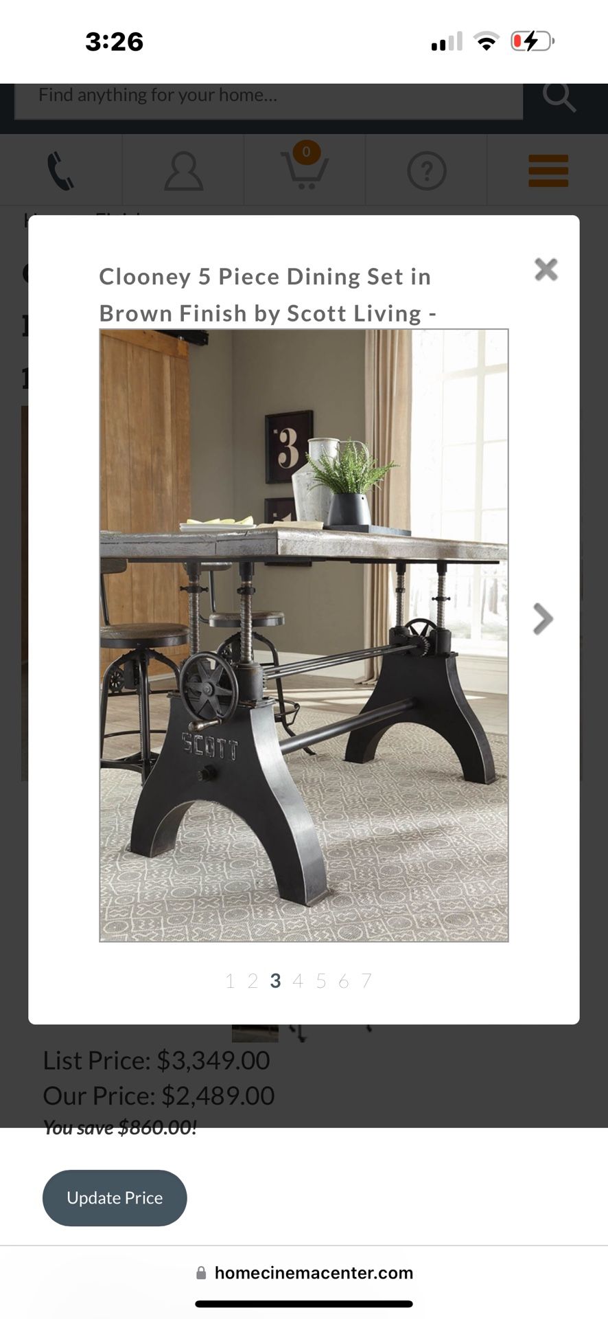 Industrial Style Dining Table, Adjustable Height.