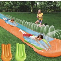 
New 16ft Inflatable Water Splash Lawn Slide with Surfboards