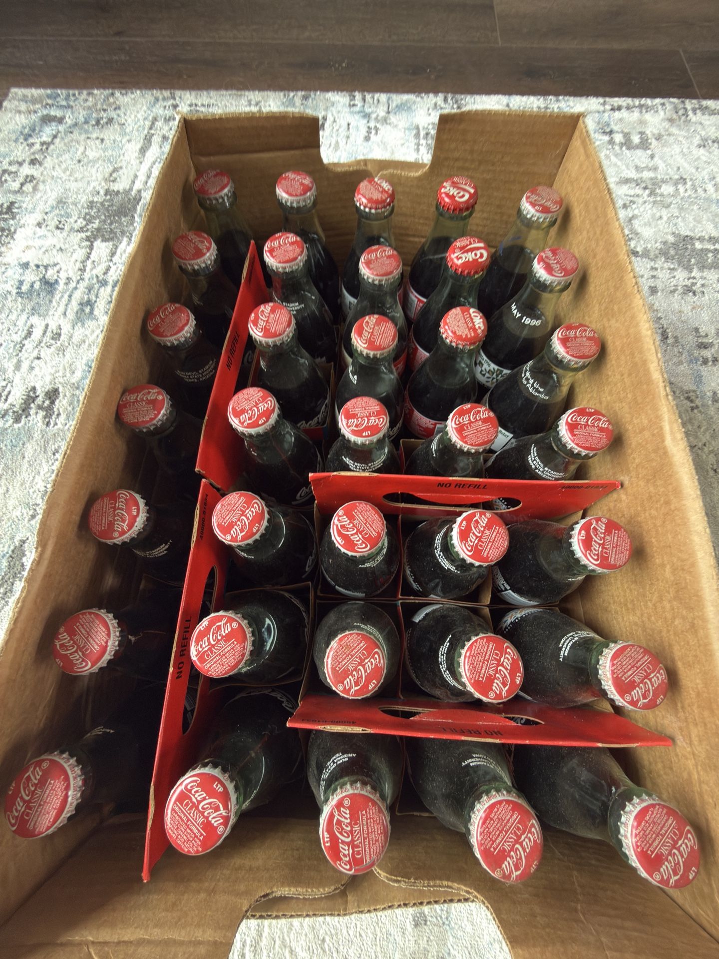 Vintage Coca-Cola Collection - 35 Full Glass Bottles (1(contact info removed)) + 21 Empty Bottles + 7 Classic Soda