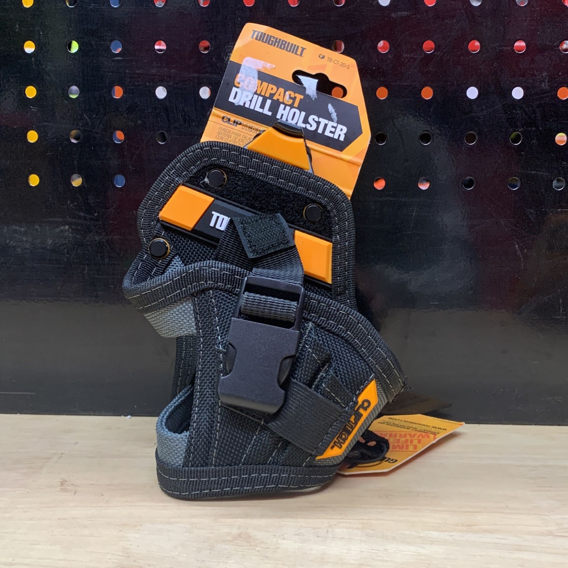 TOUGHBUILT Compact Drill Holster in Black with ClipTech Hub, drillbit