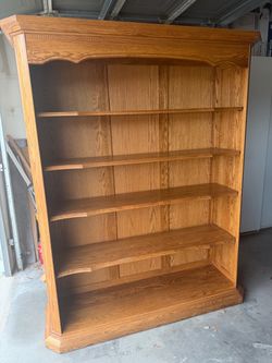 Heirloom Solid Oak Bookcase with 4 Adjustable Shelves