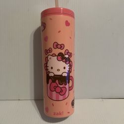 Zak Designs 23oz Hello Kitty Durable Valentine’s Tumbler with Straw