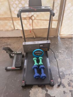 Treadmill and home workout setup