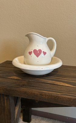 Ceramic Water Pitcher And Bowl