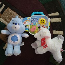 FISHER PRICE COUNT ANIMAL FRIENDS, SOFT CUDDLEY Lamb,CareBear