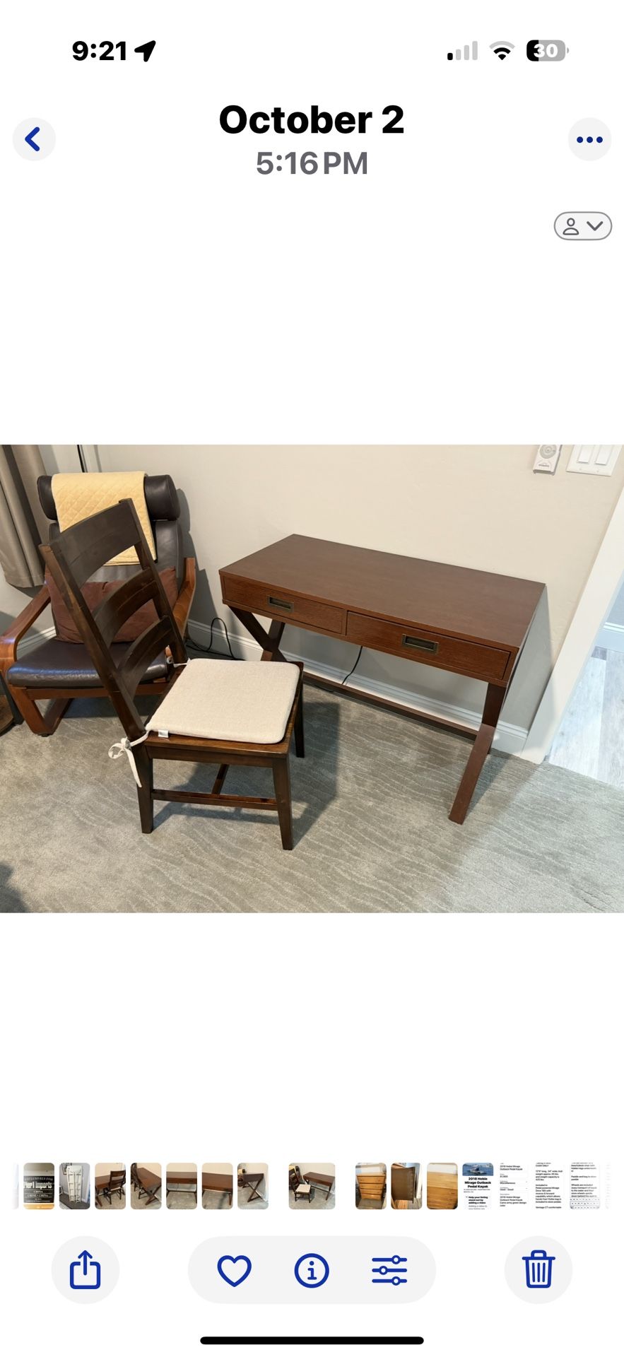 Dark Wood Desk And Chair With Pad 