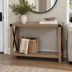 Metal X White Oak Entryway Table ,39*14*30,If1343