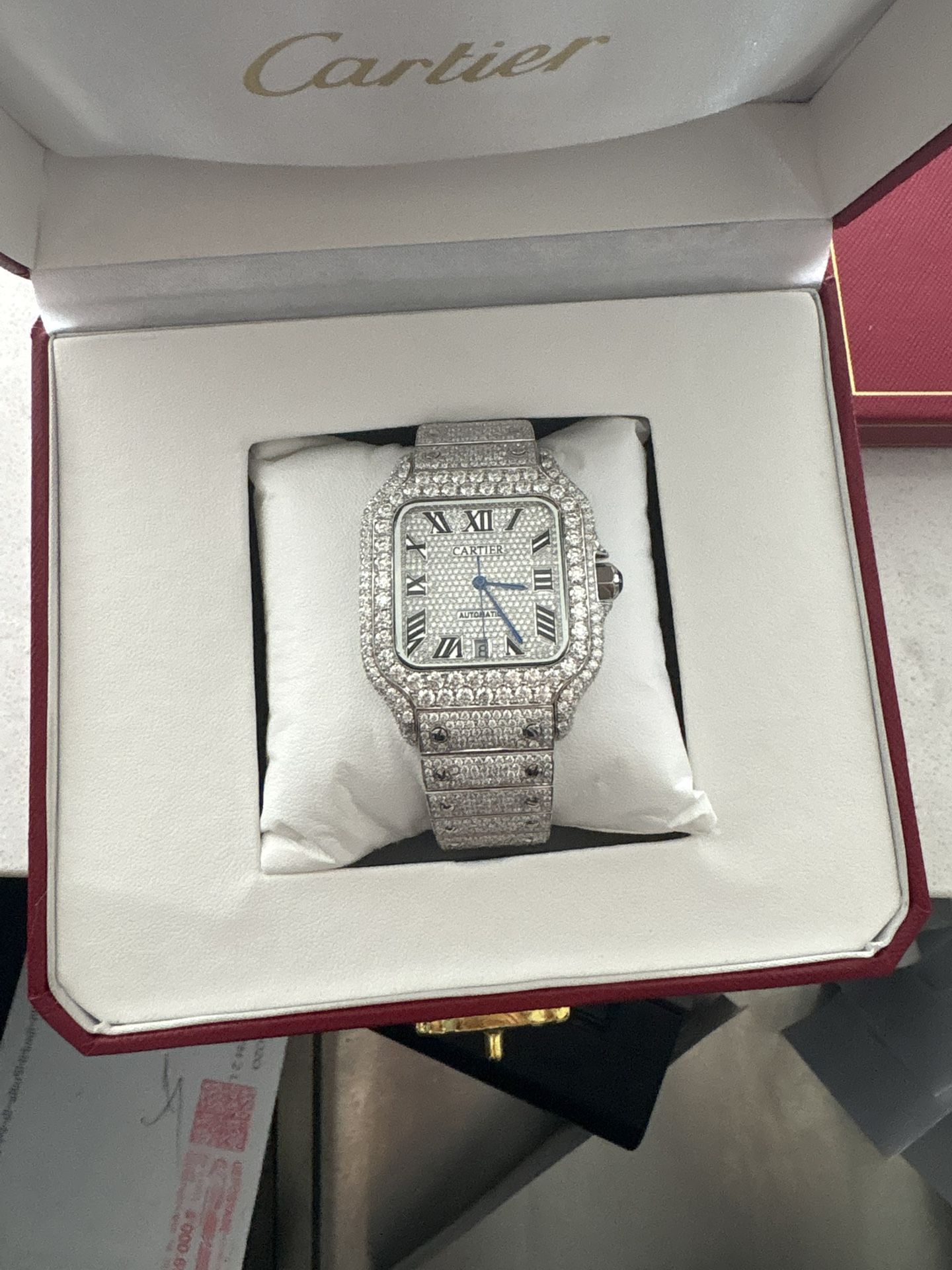 Cartier Santos 40m Moissanite Watch 