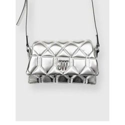 NWT Jason Wu Metallic Silver Quilted Patented Vegan Leather Purse 