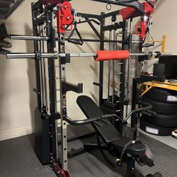 Smith Machine 200 | Adjustable Bench | 245lb Cast Iron Olympic Weights | 7ft Olympic Bar | Fitness | Gym Equipment | FREE DELIVERY/INSTALLATION 🚚 🛠️