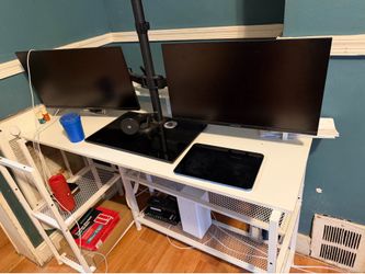 Gaming monitors and desk