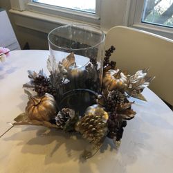 PIER 1  Pumpkin HURRICANE CANDLE HOLDER  