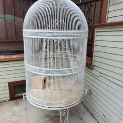 WHITE ROUND BIRD CAGE