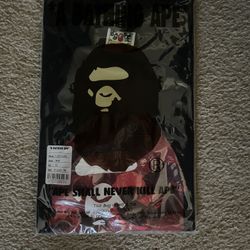 Bape Red And Black Big Head Camo Tee
