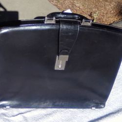 Black Leather Legal Briefcase w/ Combination Lock — $120