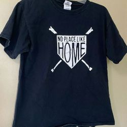 Gildan Black Cotton "There's No Place Like Home" Baseball T-Shirt Youth Size XL