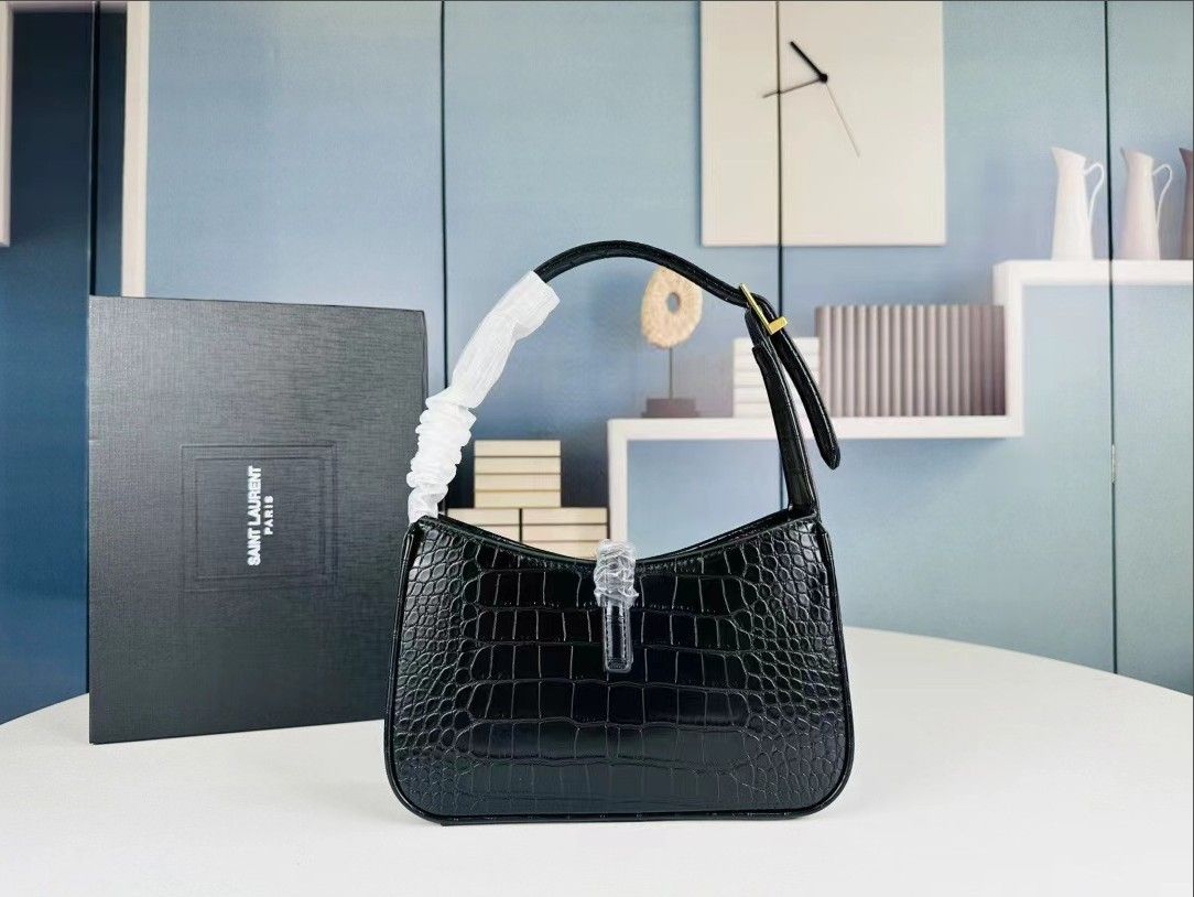 Black hand-held crossbody bag