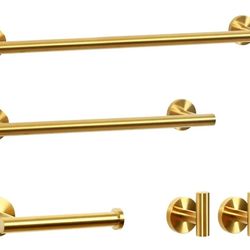 5-Piece Bathroom Hardware Set, Stainless Steel Towel Bar Accessories for Bathroom Include 16” Towel Bar, 24” Towel Bar, Toilet Paper Holder and 2 Towe