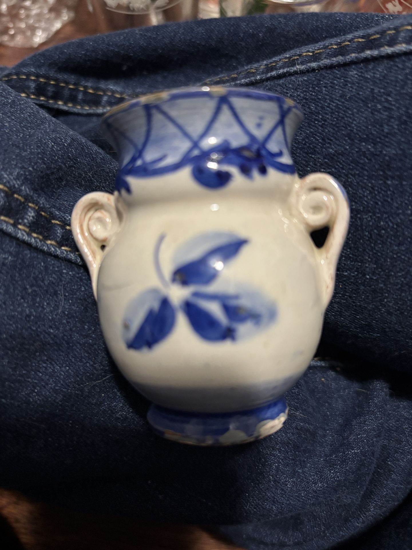 Vintage Italian Hand-Painted Miniature Pottery Vase – Signed