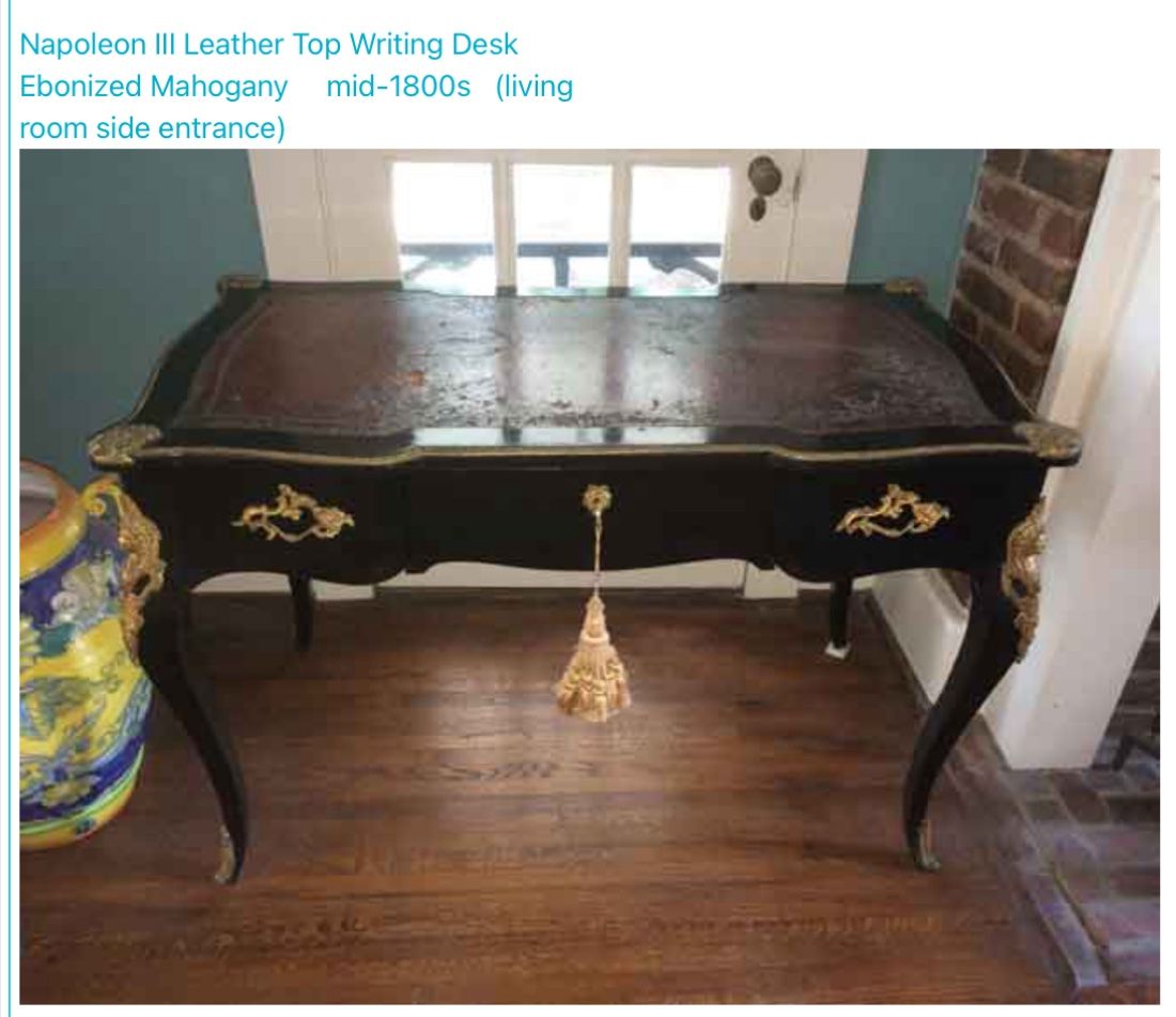 Napoleon III Leather Top Writing Desk Ebonized Mahogany mid-1800s