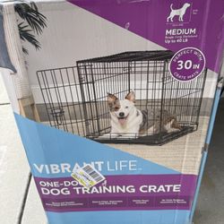 Vibrant Life Wire Dog Crate, Single-Door, Divider and Leak-Proof Tray, Metal, Foldable, Durable, Black, 30"