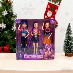 3 Pcs Set K-Pop Demon Hunter Cosplay Doll Collectible Figur Singing Song