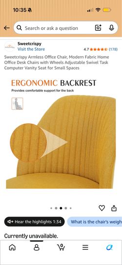 Armless upholstered swivel chair- brand new, unboxed
